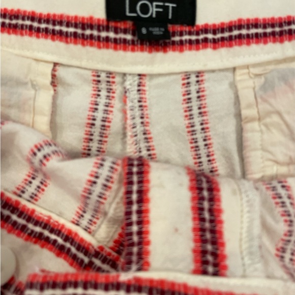 Loft Red and Cream Striped Shorts Women’s Size 8 - Picture 4 of 7